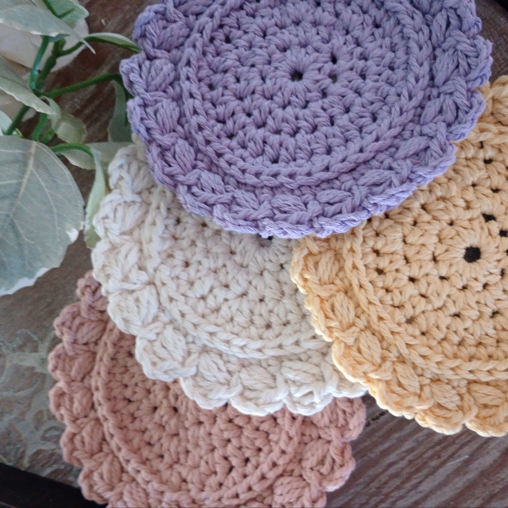 Handcrafted Farmhouse Style Crochet Coasters - Set of 2 in Lavender - Picture 4 of 4